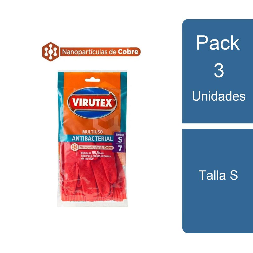 Pack 3 Guantes Multiuso Antibacterial Talla S Virutex image number 0.0